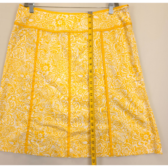 Norton A Line Skirt Stretch Side Zip Trim Seaming Women 16W Yellow Floral Summer - Picture 6 of 13